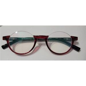 NWT Optique Sheer Modern Ben Franklin Half Frame Reading Glass Round Red 106661
